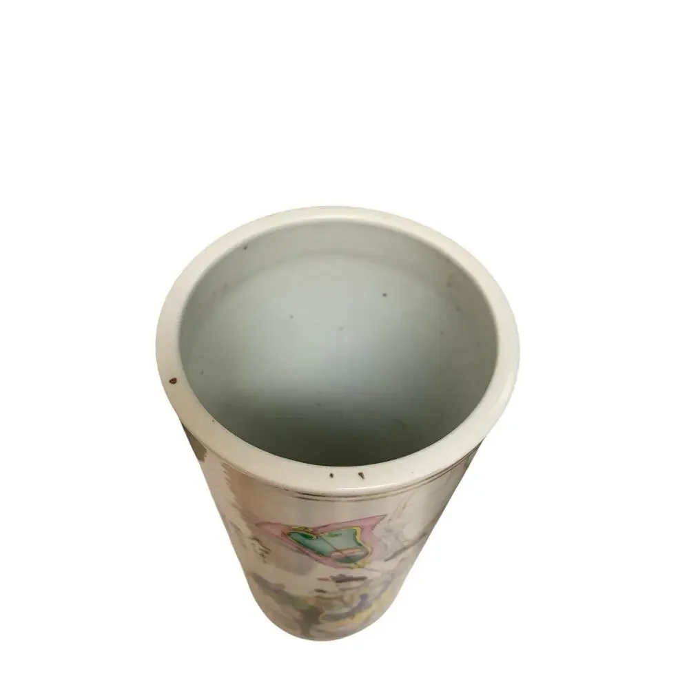 Antique Chinese Famille‎ Rose Porcelain Brush Pot Vase 11” – Republic Period